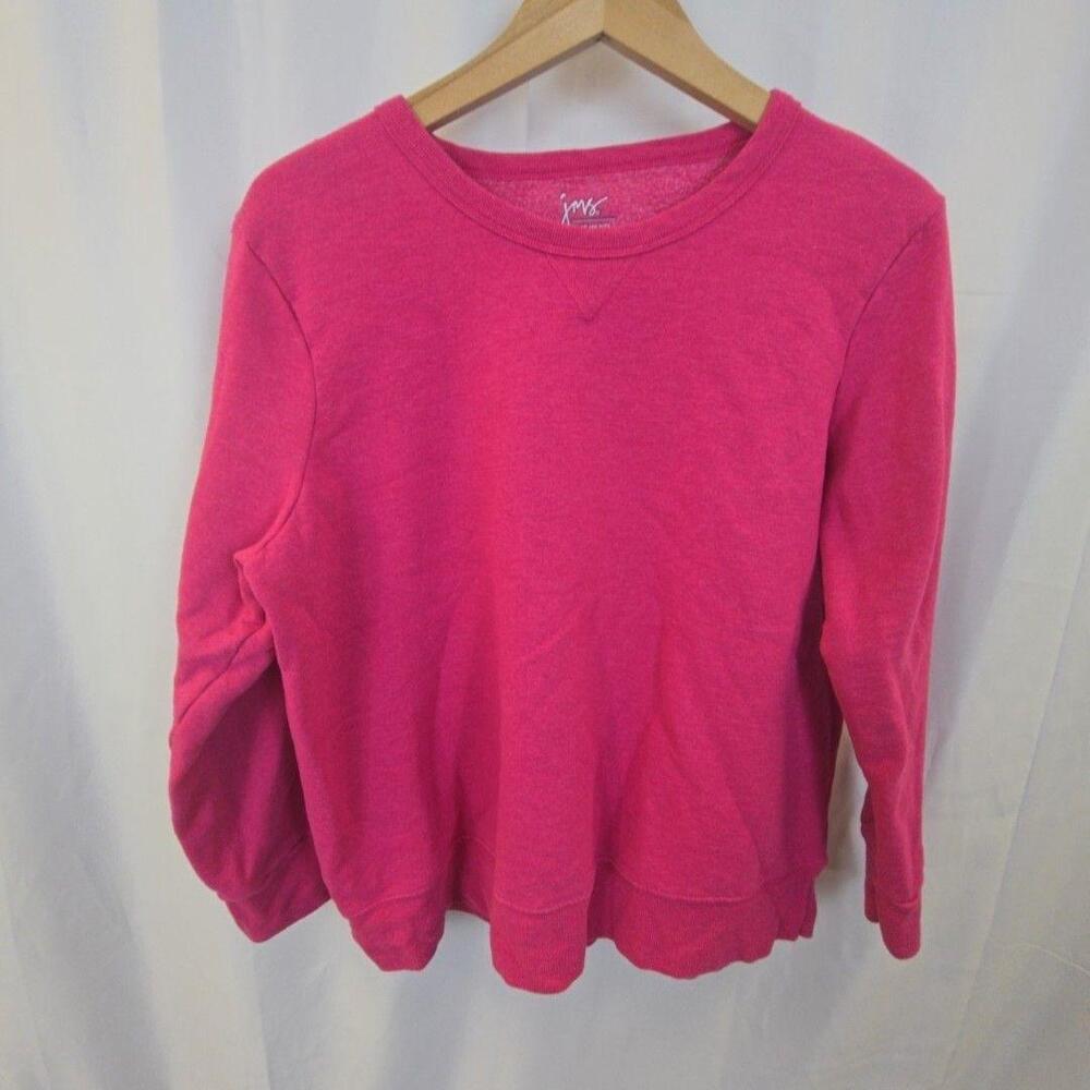 Just My Size Sweatshirt Womens 1X Pink Fleece Crew Neck Pullover Soft Sweats